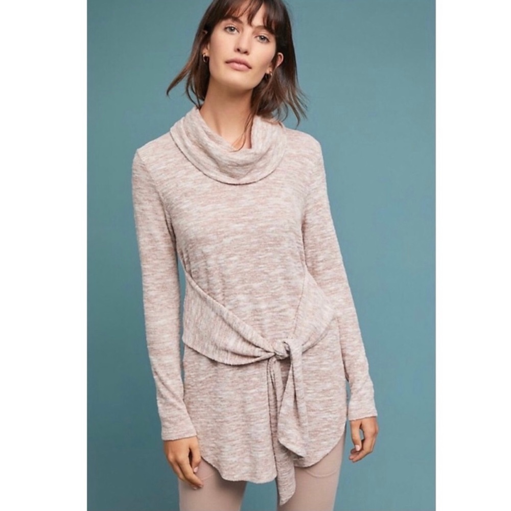 Anthropologie Sunday In Brooklyn Cowl Neck Tie Front Sweater Size Small